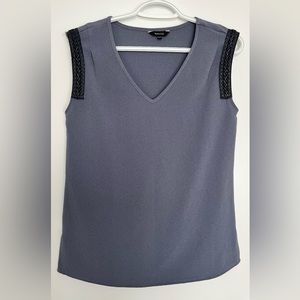 RW&CO. blouse with pleather embellishments